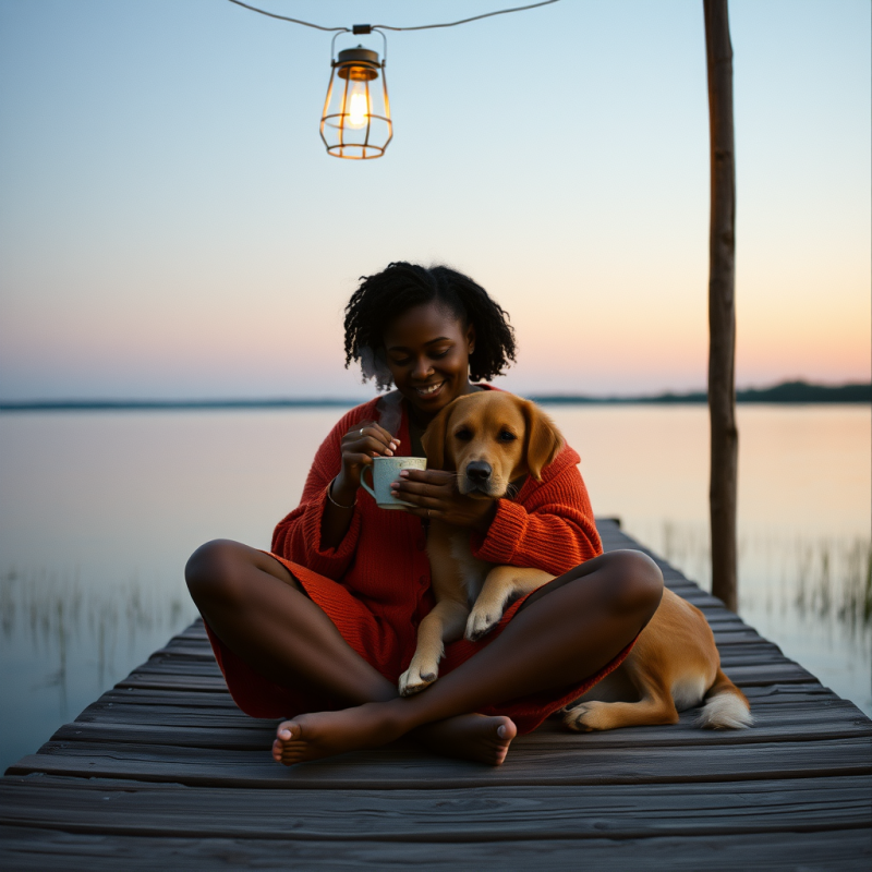 Mid-30s Black Woman in a Burnt Orange Knitted Cardigan ...