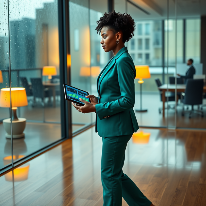 Mid-30s Black Woman in a Tailored Emerald-green Blazer ...