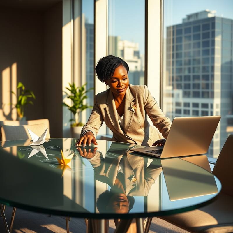 Mid-30s Black Woman in a Tailored Linen Pantsuit Leans ...