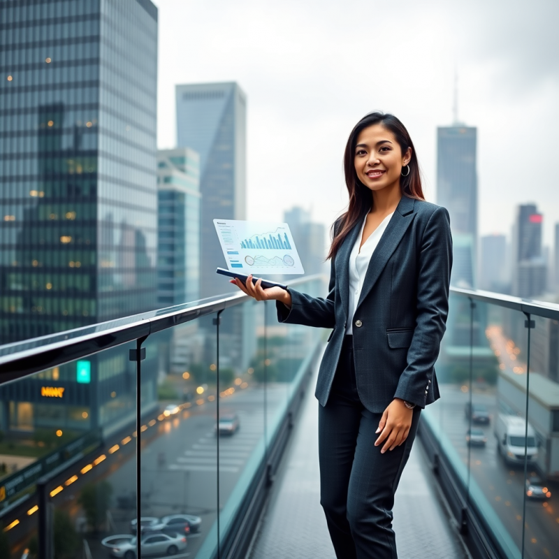 Mid-30s Latina Entrepreneur in a Sleek Charcoal Blazer ...
