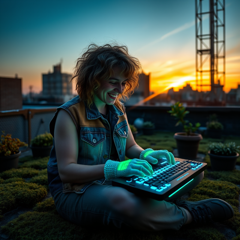 Mid-30s Non-binary Person with Curly