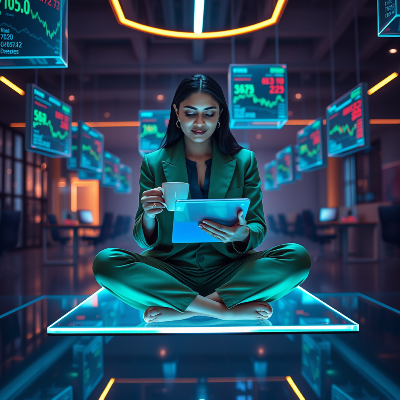 Mid-30s South Asian Woman in a Tailored Moss-green Blaz...