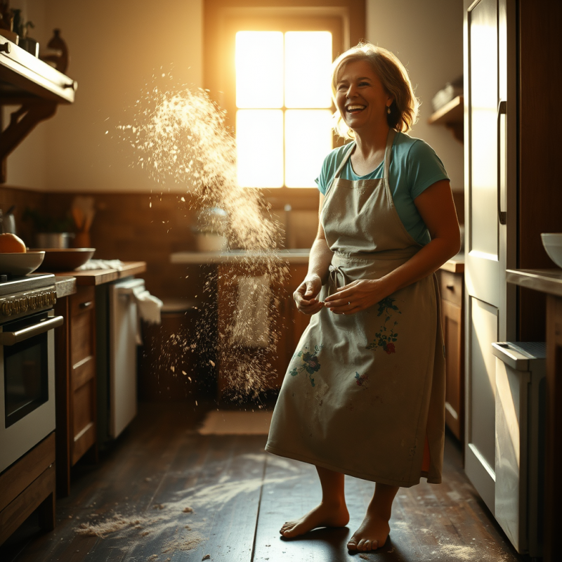Mid-30s Woman in a Stained Apron