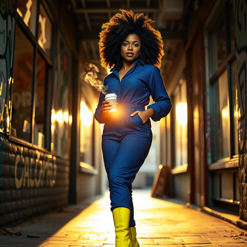 Mid-30s Woman with Vibrant Afro Curls