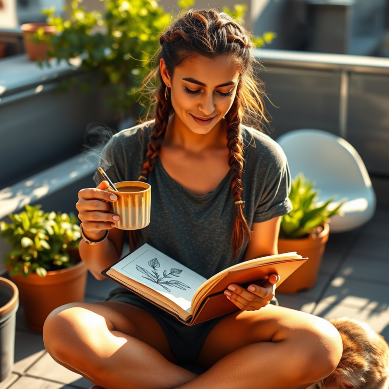 Mid-30s Woman with Warm Cinnamon-toned Skin and Braided...