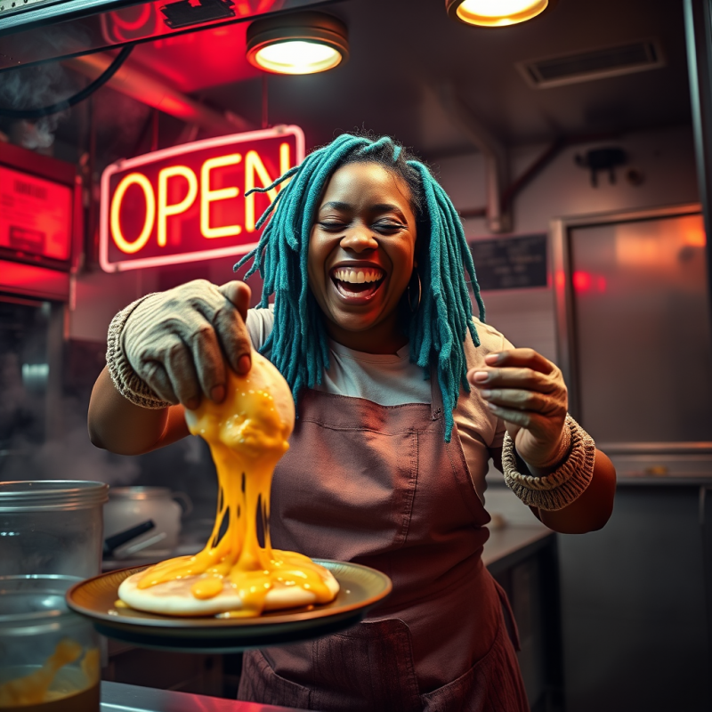 Mid-adult Woman with Vibrant Turquoise Dreadlocks