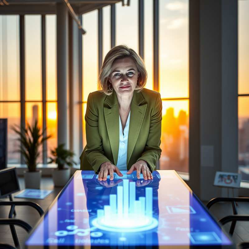 Mid-aged Entrepreneur in a Tailored Olive-green Blazer ...