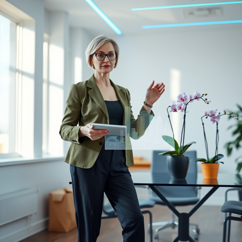 Mid-aged Woman with Glasses