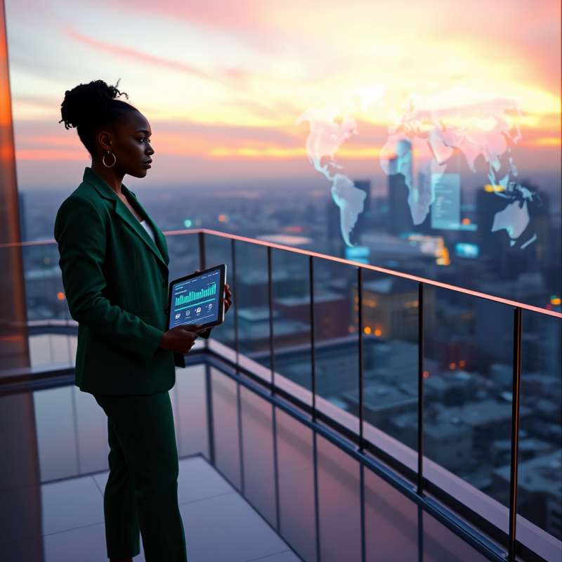 Mid-career Black Woman in a Tailored Emerald Green Blaz...