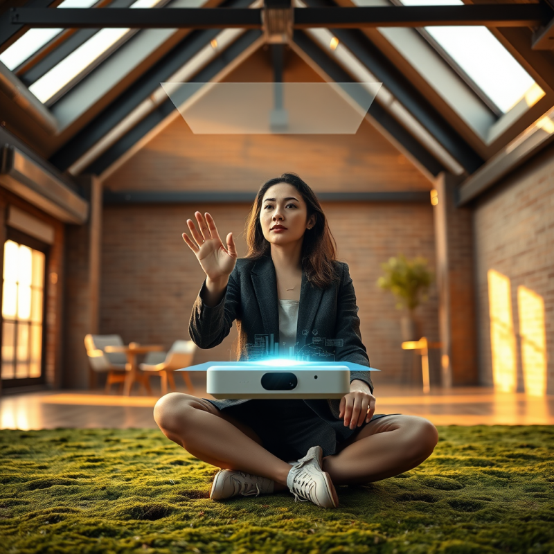 Mid-career Woman in a Tailored Charcoal Blazer Sits Cro...