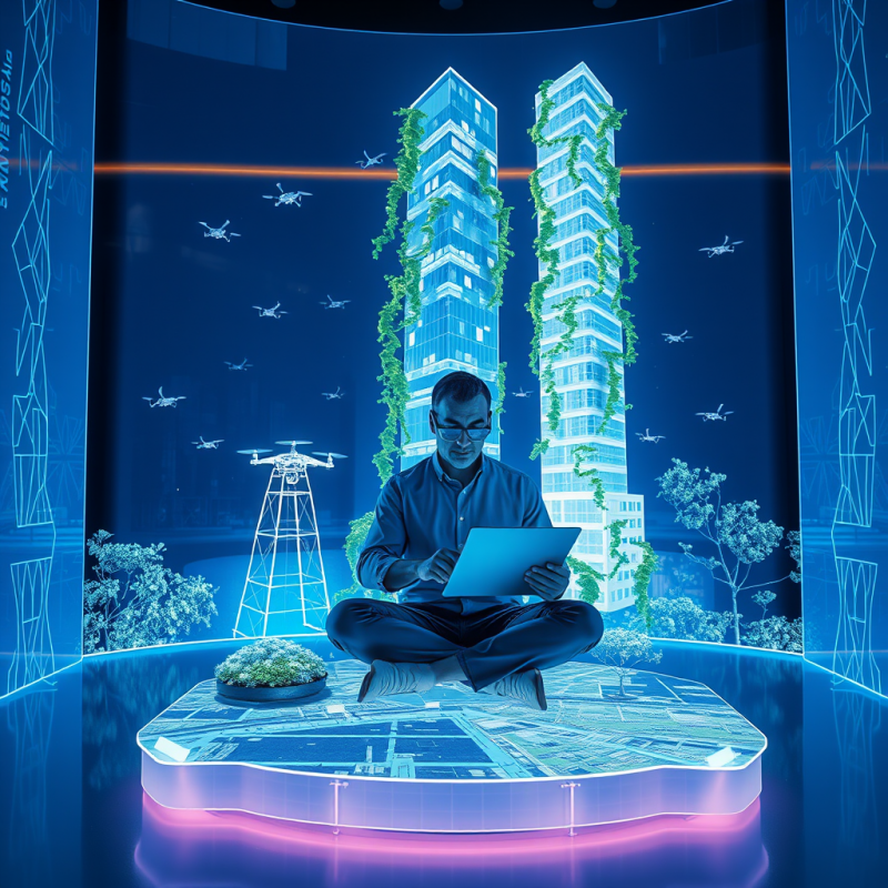 Mid-century Modern Architect Sits Cross-legged on a Flo...