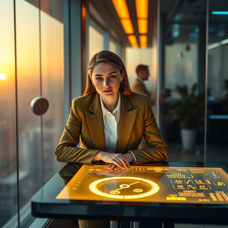 Mid-century Modern Ceo in a Tailored Olive-green Suit L...