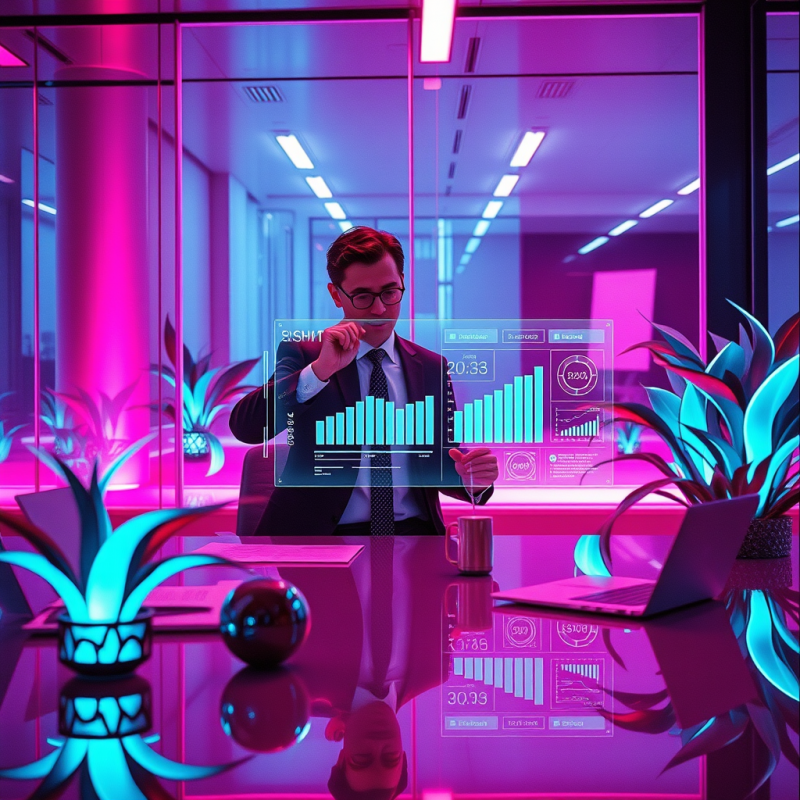 Mid-level Manager in a Neon-lit