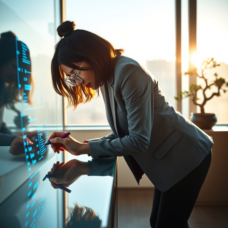 Mid-level Tech Entrepreneur in a Matte Gray Blazer Lean...