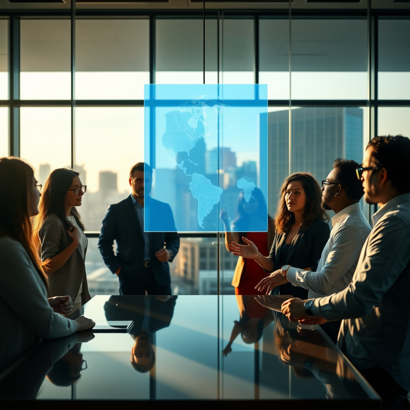 Midday Business Meeting in a Glass-walled Conference Room