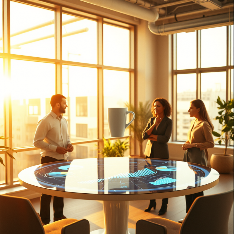 Midday Business Meeting in a Sunlit Co-working Space Wh...