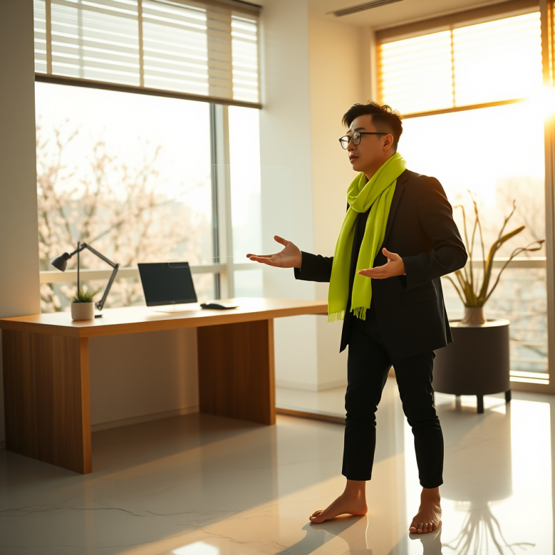 Midday Shot of a Korean-american Entrepreneur in a Slee...
