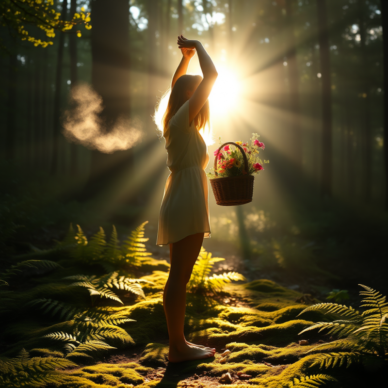 Midday Sunburst Illuminates a Woman’s Silhouette as S...