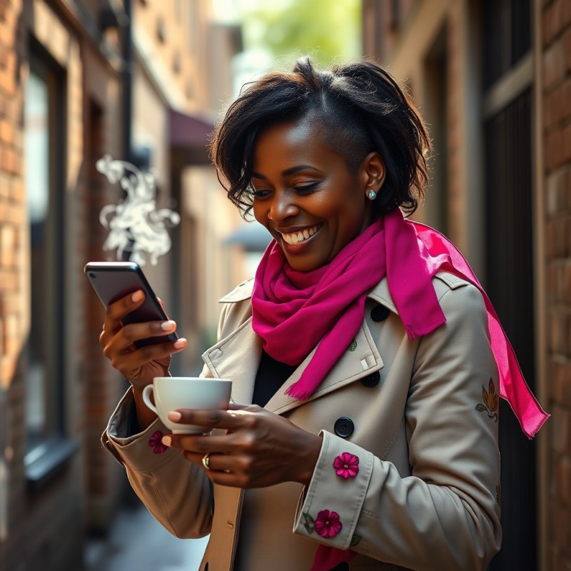 Middle-aged Black Woman in a Sunlit