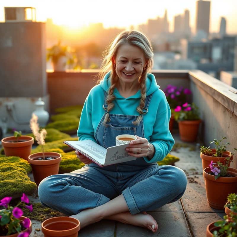 Middle-aged Woman with Silver Braids