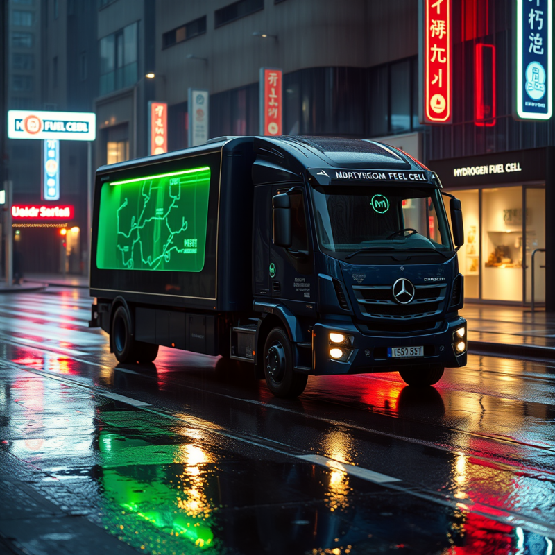 Midnight Blue Hydrogen Fuel Cell Truck Glides Silently ...