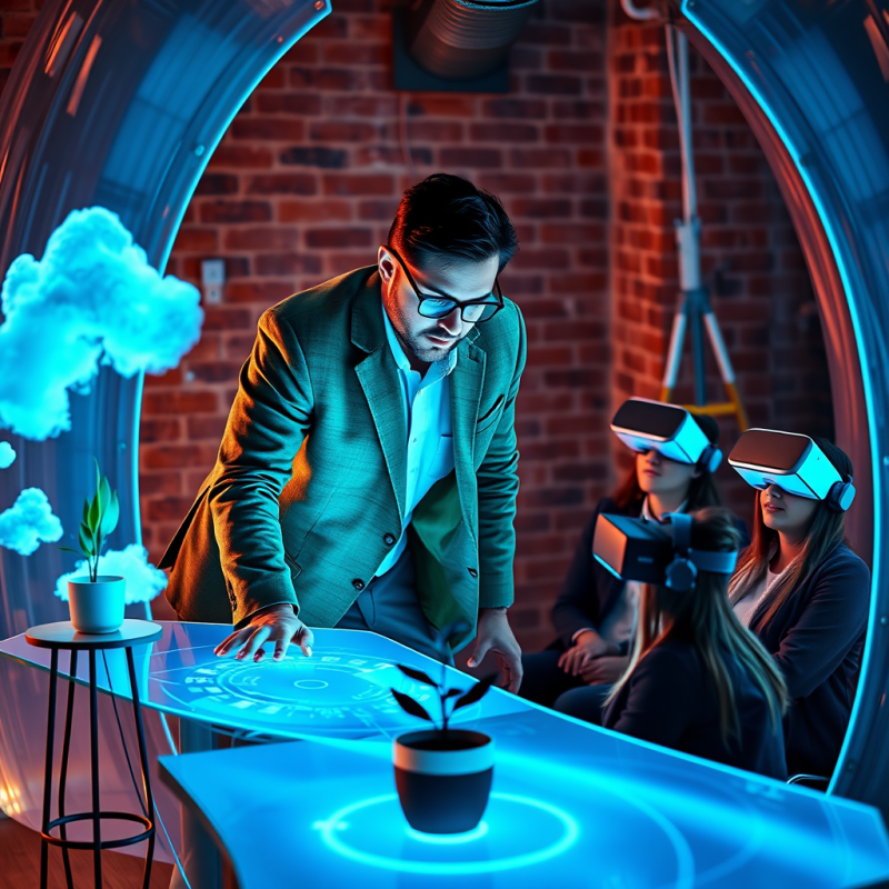 Midwestern Startup Founder in a Moss-green Blazer Leans...