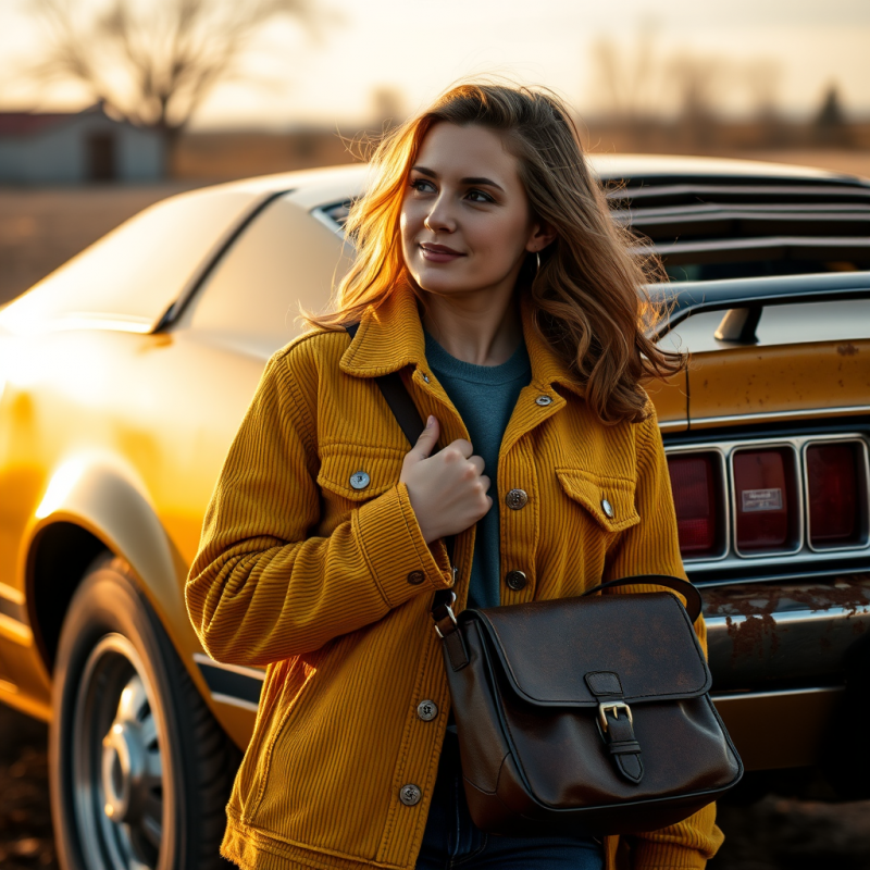Midwestern Woman in a Sunflower-yellow Corduroy Jacket ...