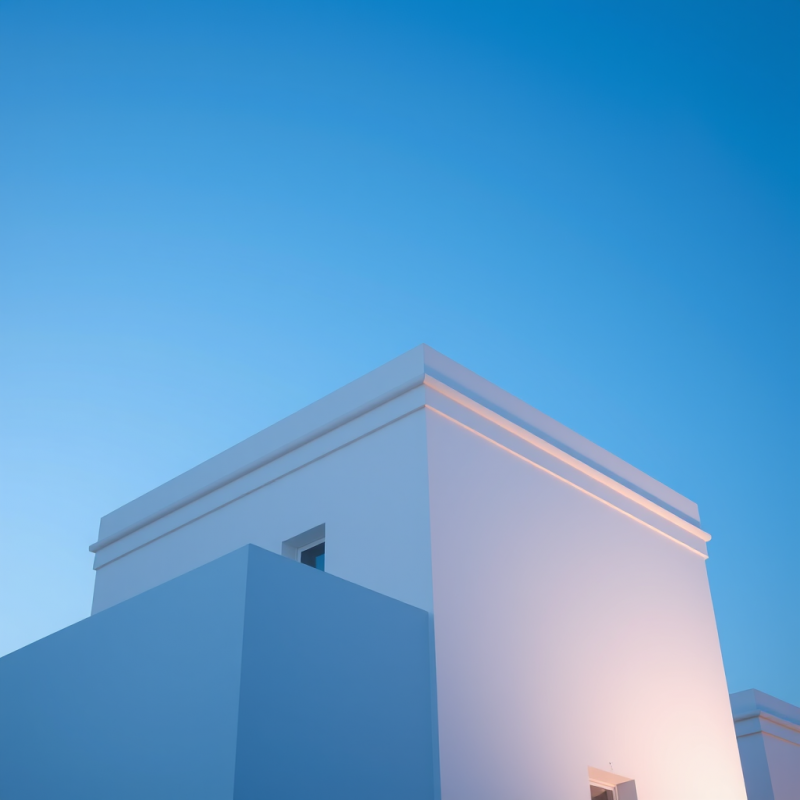 Minimal Architecture White Building Against Blue Sky Clean