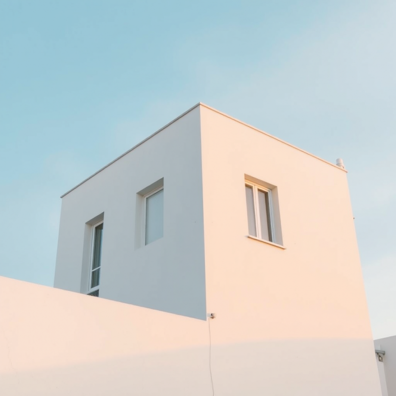 Minimal Architecture White Building Against Blue Sky Clean