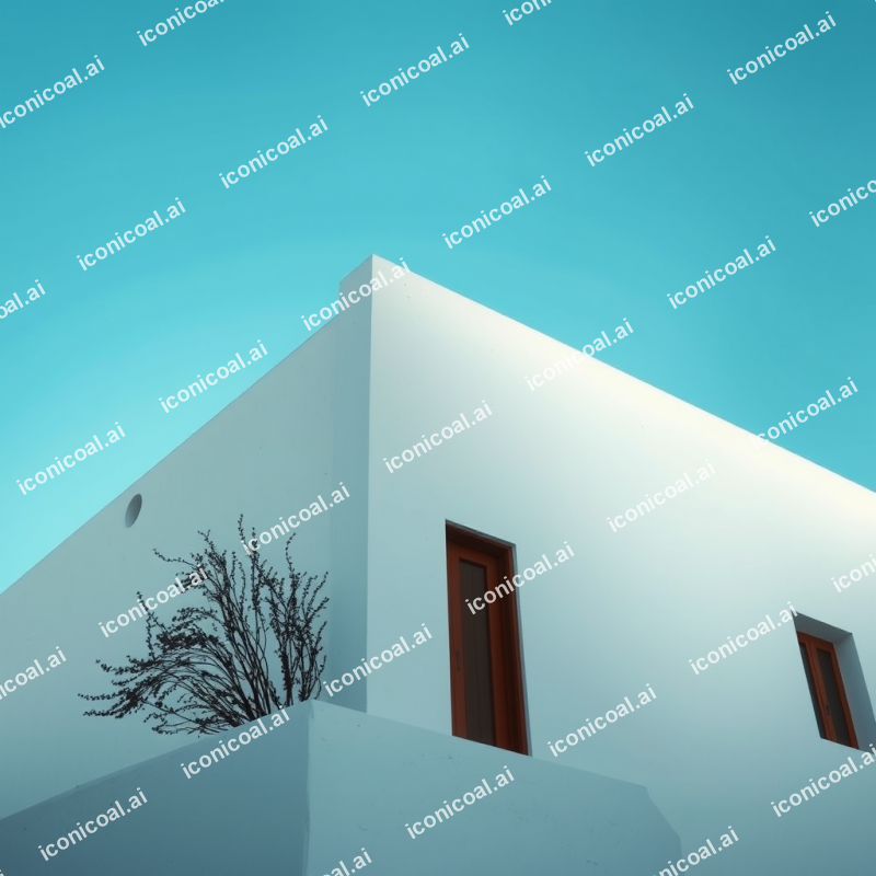 Minimal Architecture White Building Against Blue Sky Clean