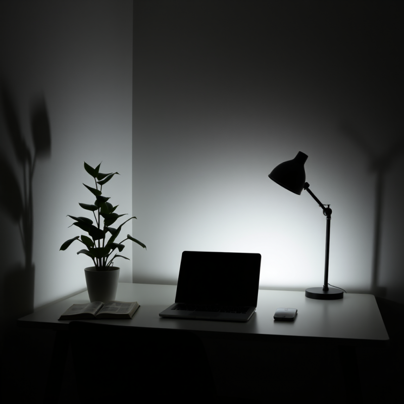 Minimal Desk With Laptop And Plant Clean Workspace