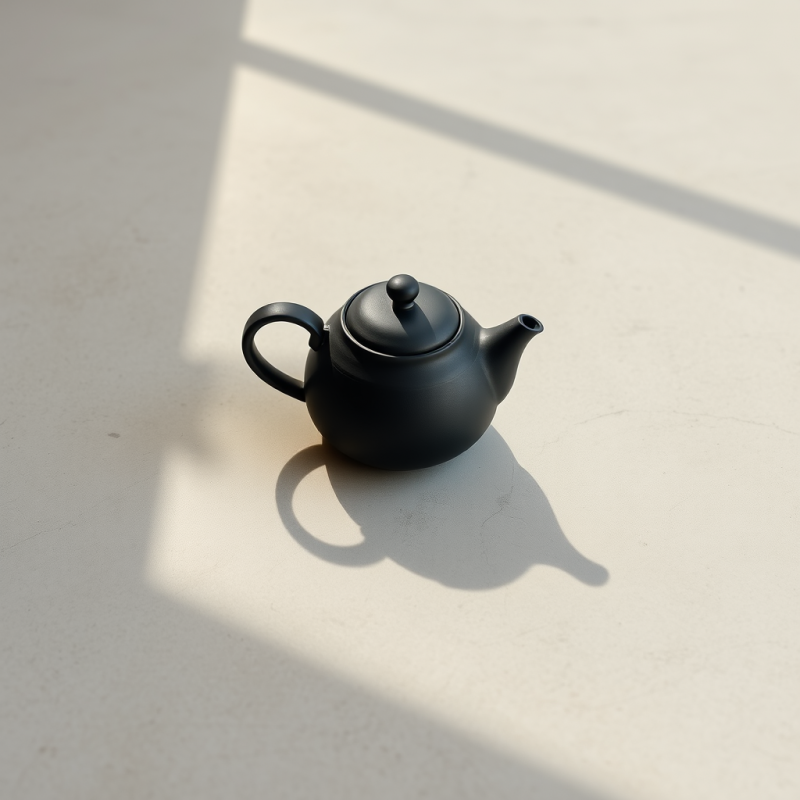Minimalist Black Teapot Rests on a Light Surface,