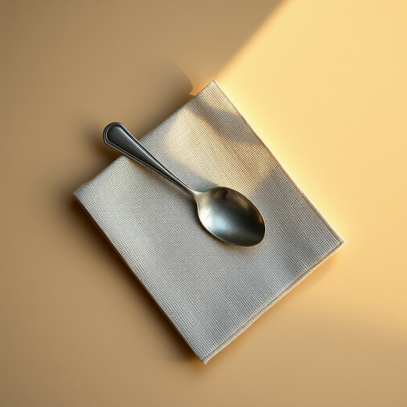 Minimalist Composition of a Silver Spoon Resting on