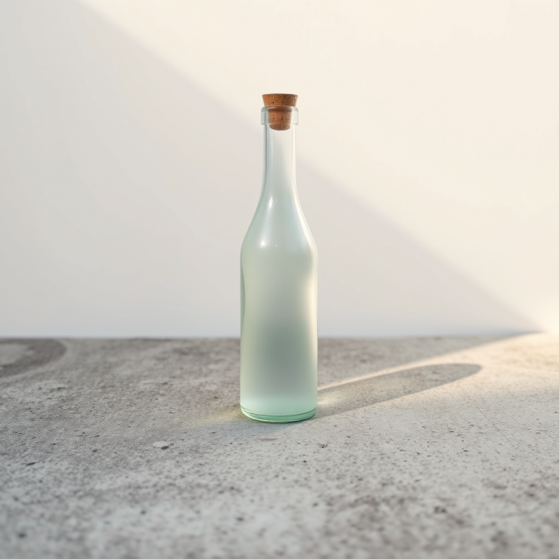 Minimalist Frosted Glass Bottle Sealed with a Cork