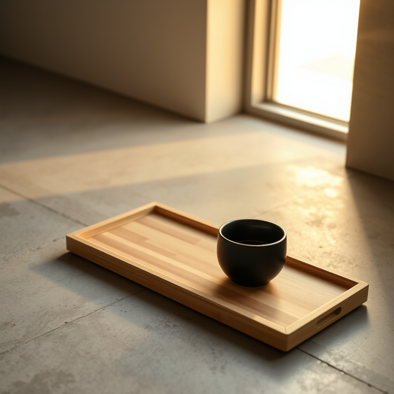 Minimalist Scene Featuring a Black Ceramic Tea Cup