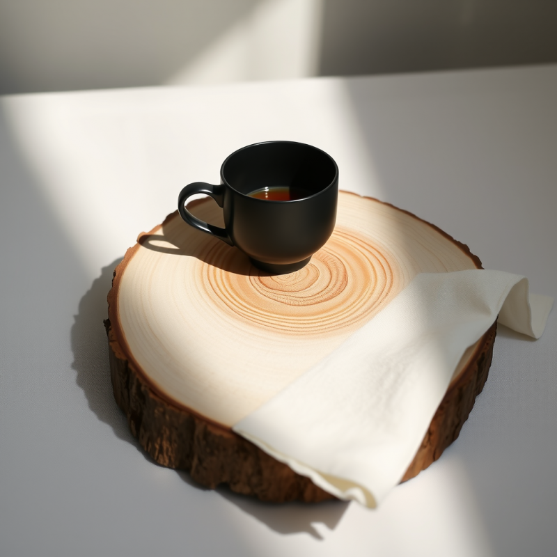 Minimalist Scene Featuring a Black Coffee Cup on a