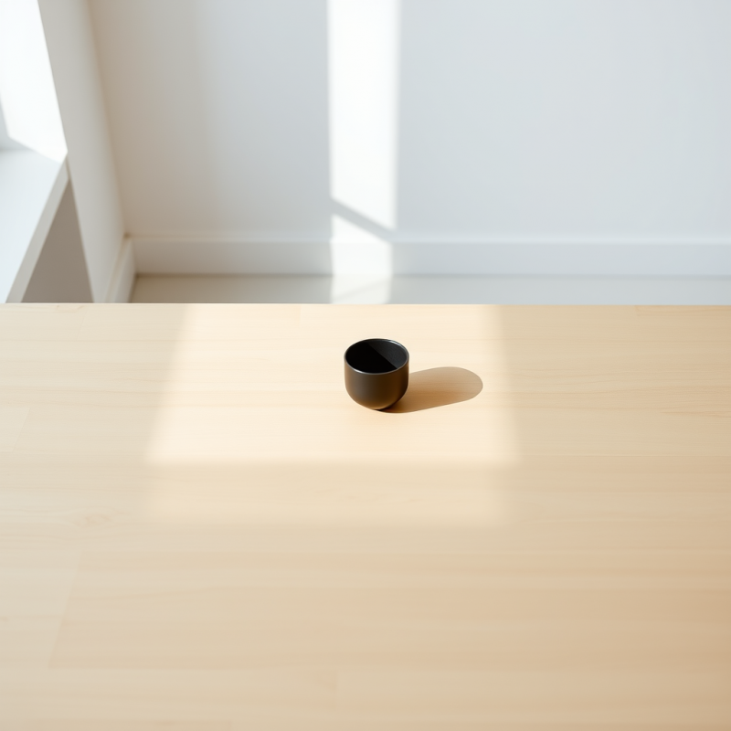 Minimalist Scene Featuring a Black Cup Casting a