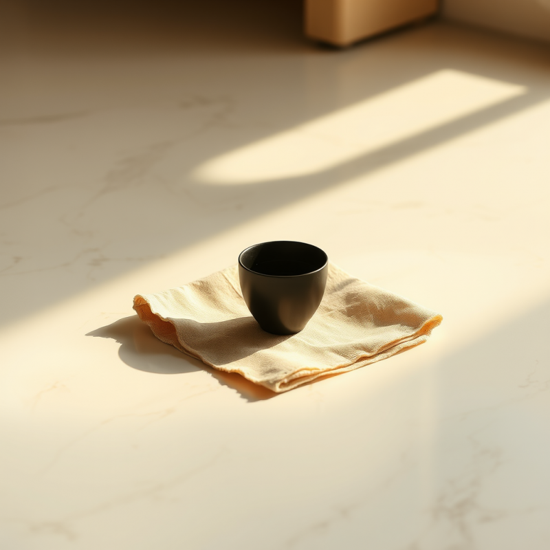 Minimalist Scene Featuring a Black Cup Resting on a