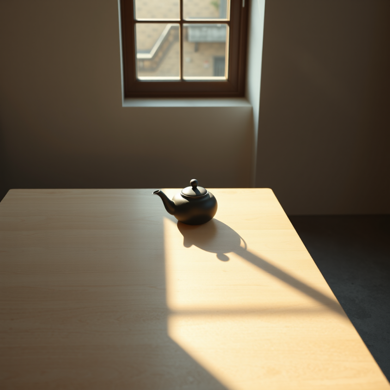 Minimalist Scene Featuring a Dark Ceramic Teapot