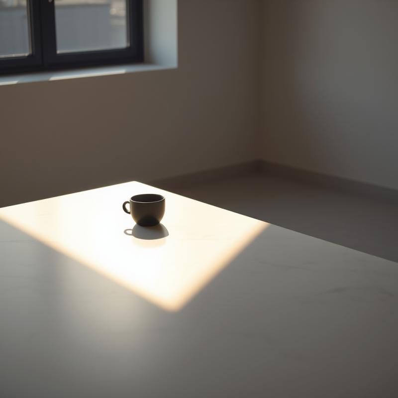 Minimalist Scene Featuring a Dark Coffee Cup Bathed