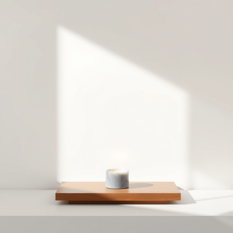 Minimalist Scene Featuring a Marble Candle on a