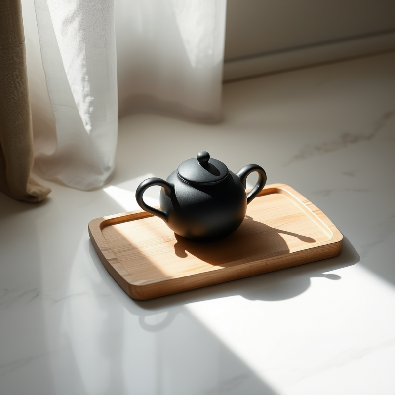 Minimalist Scene Featuring a Matte Black Ceramic