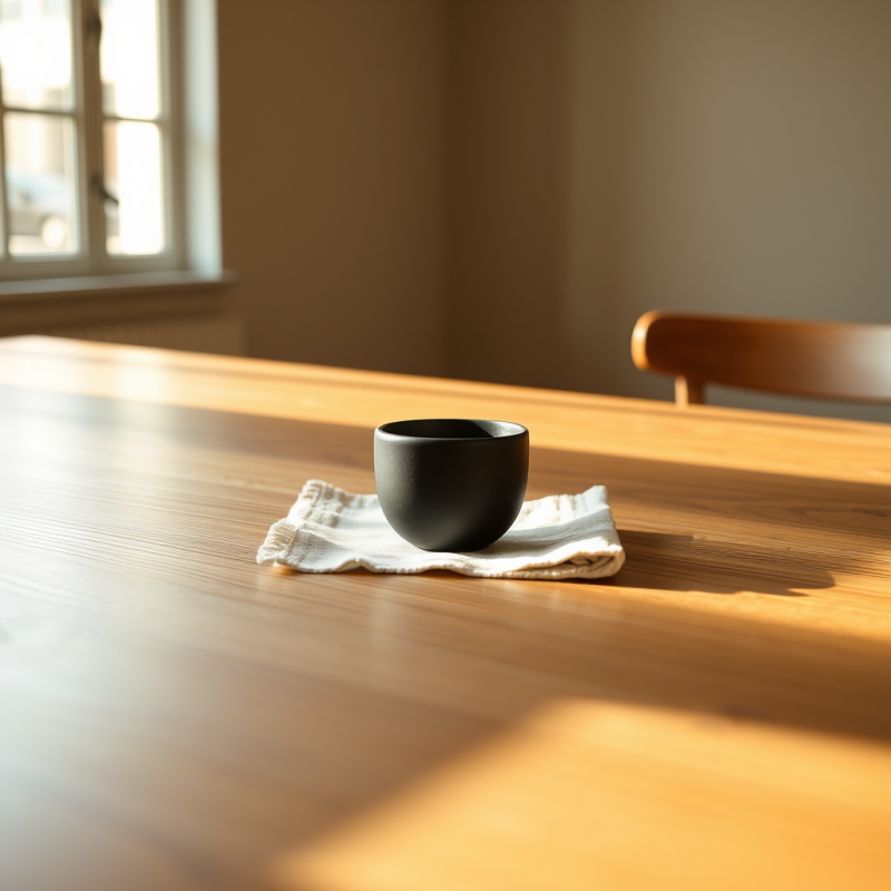 Minimalist Scene Featuring a Matte Black Ceramic Cup