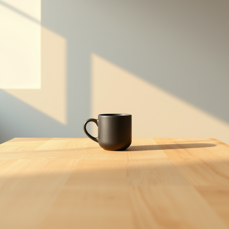 Minimalist Scene Featuring a Matte Black Mug on a