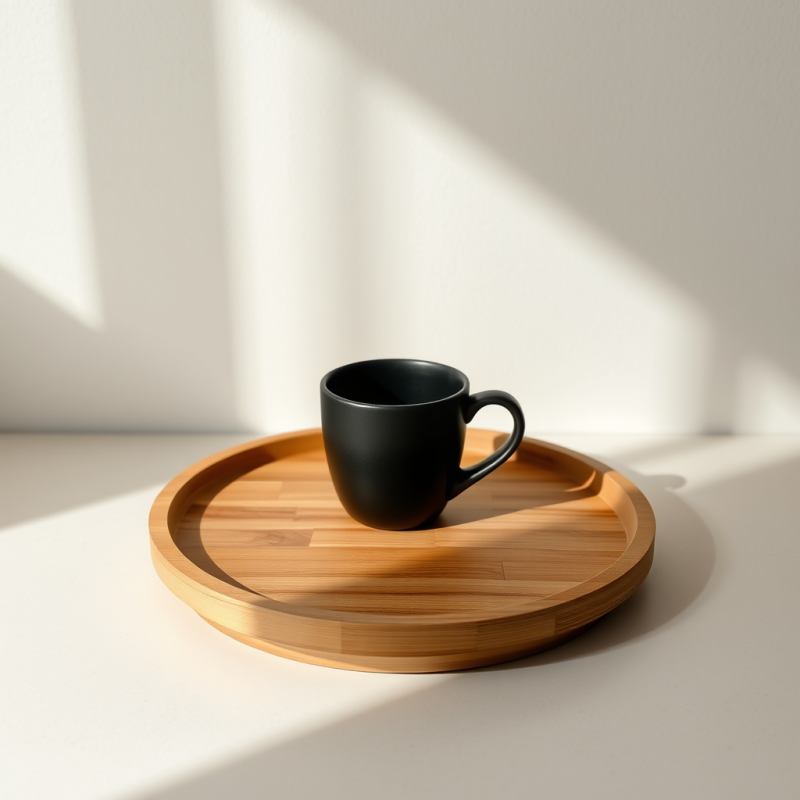 Minimalist Scene Featuring a Matte Black Mug on a