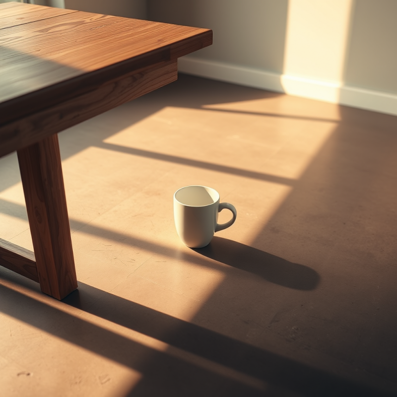 Minimalist Scene Featuring a White Coffee Mug Bathed