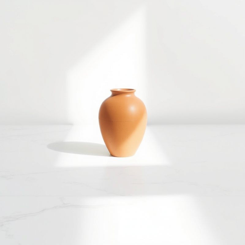 Minimalist Terracotta Vase Bathed in Natural Light