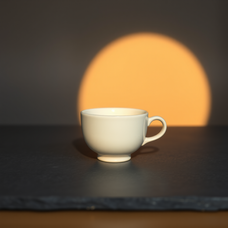 Minimalist White Ceramic Cup Sits on a Dark Slate