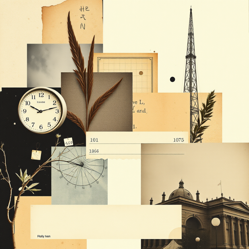 Mixed Media Collage with Vintage Elements and Texture