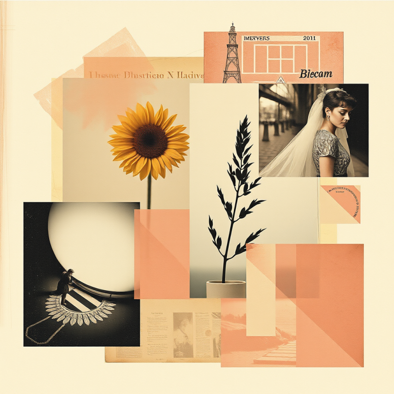 Mixed Media Collage with Vintage Elements and Texture